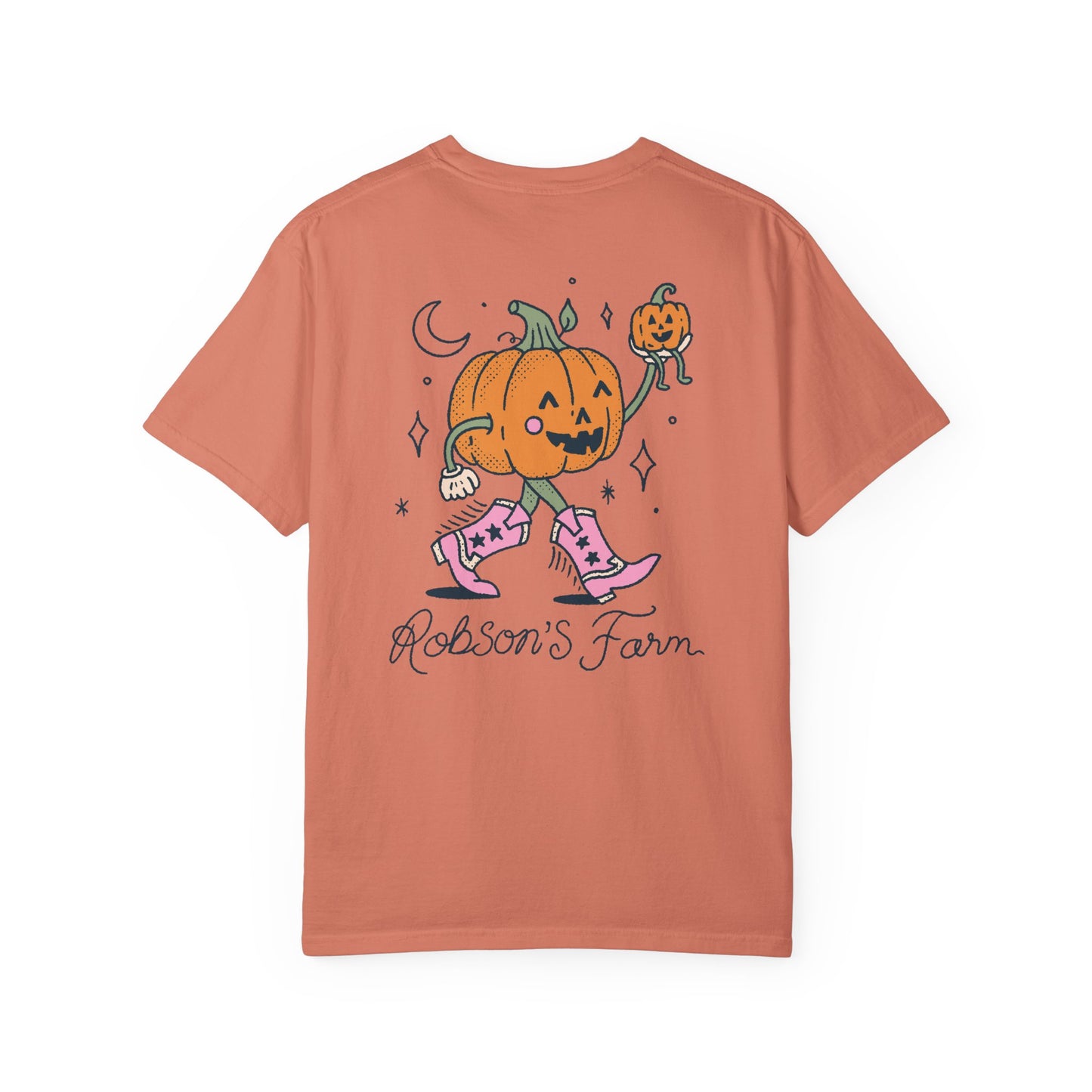 Pumpkin with Pink Boots Unisex Garment-Dyed T-shirt