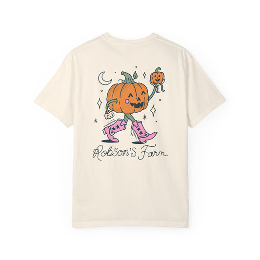 Pumpkin with Pink Boots Unisex Garment-Dyed T-shirt